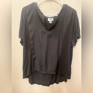 Old Navy Black Relaxed Split Neck Top